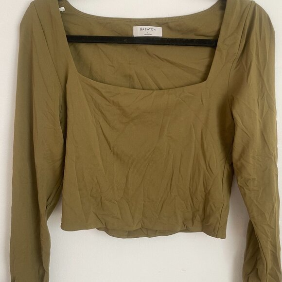 Aritzia Babaton Contour Square Neck Long Sleeve - Olive (L) - Picture 1 of 3